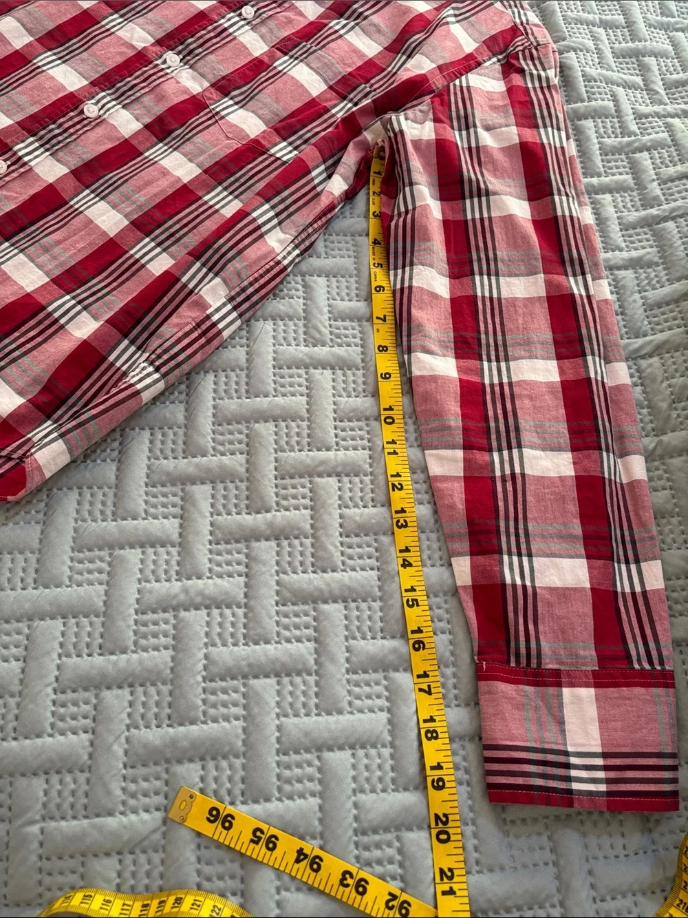 J. Crew Slim Untucked Flex Washed Red and White Plaid Button-Down Shirt